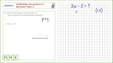 GCSE Maths EDEXCEL Foundation Specimen     Paper 2   Q10 Forming and Solving equations