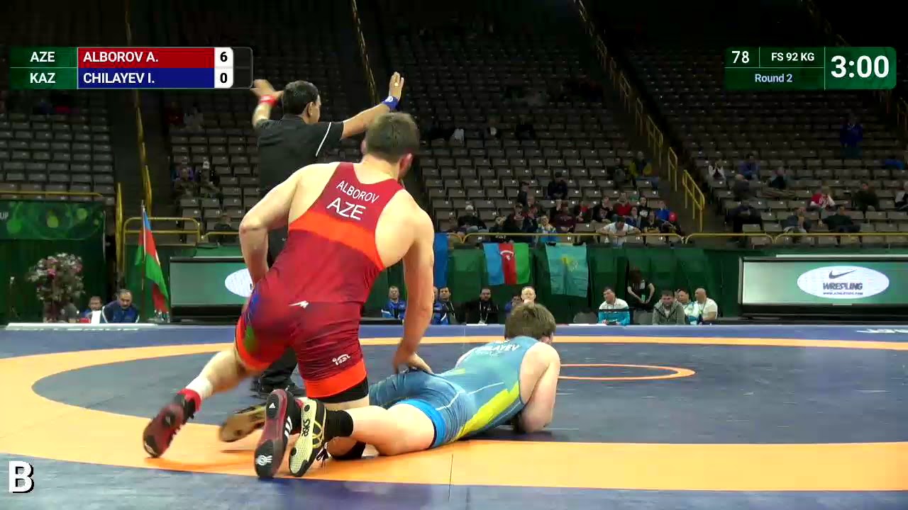 Round 2 FS - 92 kg: A. ALBOROV (AZE) v. I. CHILAYEV (KAZ)