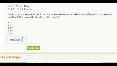 Probability 16- M = {-6, -5, -4, -3, -2}T = {-2, -1, 0, 1, 2, 3}If an integer is to be randomly...