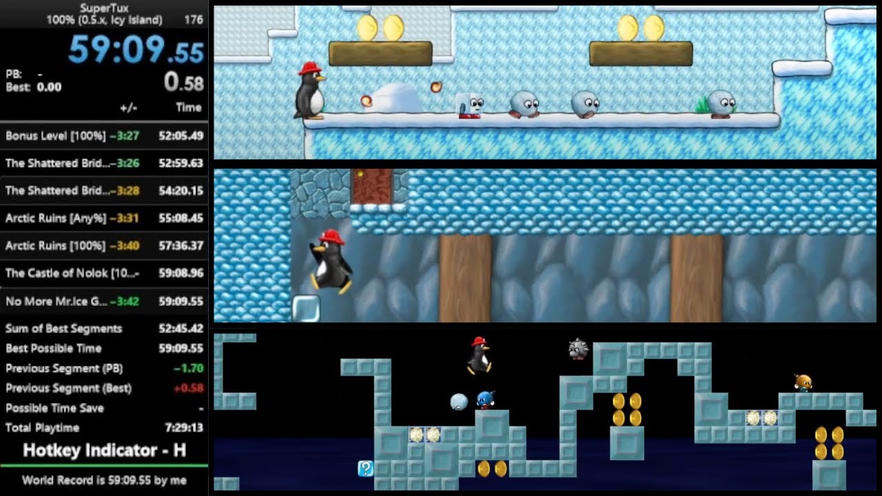 Supertux v0.5.1 - Icy Island 100% Speedrun World Record 