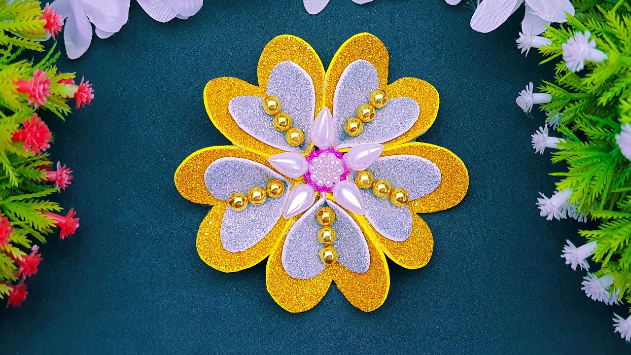 Glitter Paper Flower Making Ideas Easy To Make A Foam Sheet Flower