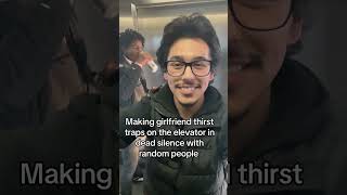Making girlfriend thirsttraps on the elevator indead silence withrandom people #thirsttrap #couple
