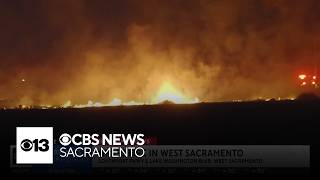 Crews battle grass fire near Port of West Sacramento