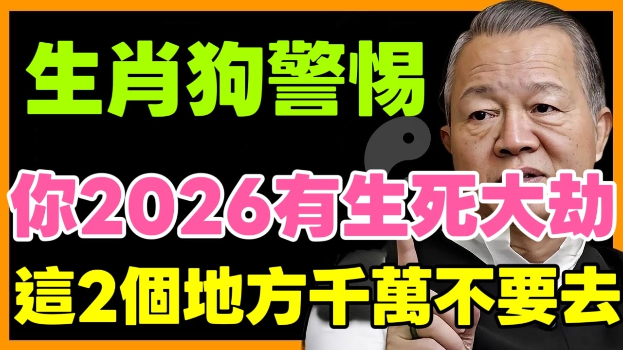 生肖狗警惕！妳2026年有生死大劫？千萬別去這2個地方！現在知道還來得及！ #风水 #生肖運勢 #生肖 #生肖命裡 #生肖運程 #命理 #曾仕強 #易经  #2026 #横财
