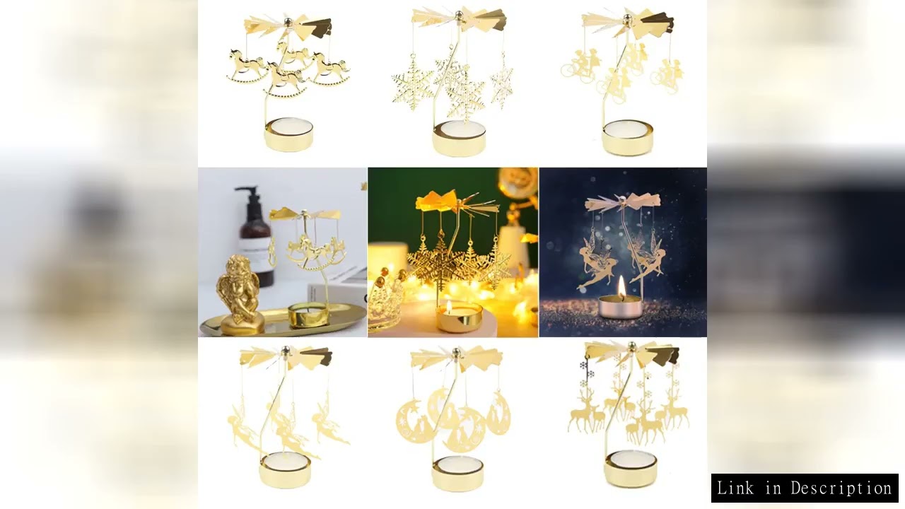 Creative Golden Rotating Candle Holder Carousel Tea Light Cup Standing Lamp Rack Gift Wedding Christ