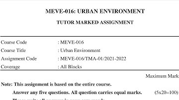 MEVE16 || URBAN ENVIRONMENT || MSCENV SOLVED ASSIGNMENT JULY 2021 || whtsapp for Solved 7780847110