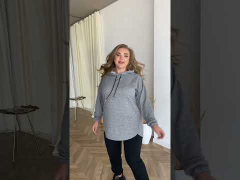 Жіночий весняний спортивний костюм, кофта-туніка з капюшоном і штани з кишенями, батал великі розміри, видео 1