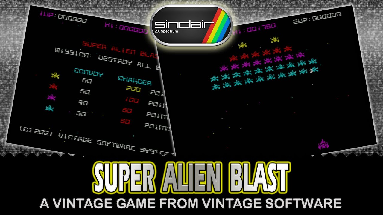 Super Alien Blast - a vintage game on the Sinclair Spectrum from