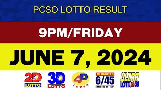 Lotto Result Today JUNE 7 2024 9pm 2D 3D 4D 6D 6/42 6/45 6/55 6/58