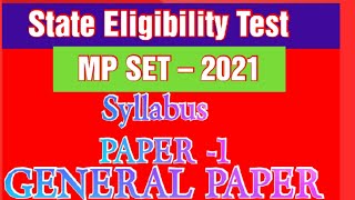 MP SET Syllabus 2021