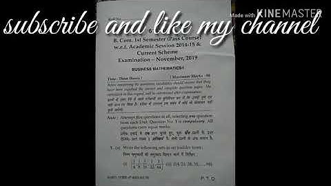 B.com 1st semester business mathematics question paper 2019 mdu