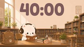 🐱 40 Minute Timer | Focus for Study & Work 📚 Study in a Cozy Library | Soft Lofi Music screenshot 4