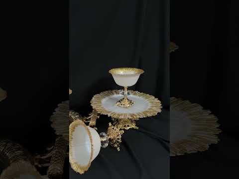 Набор креманок 6 шт стекло на золотой ножке Цветок, праздничная сервировка стола, видео 1