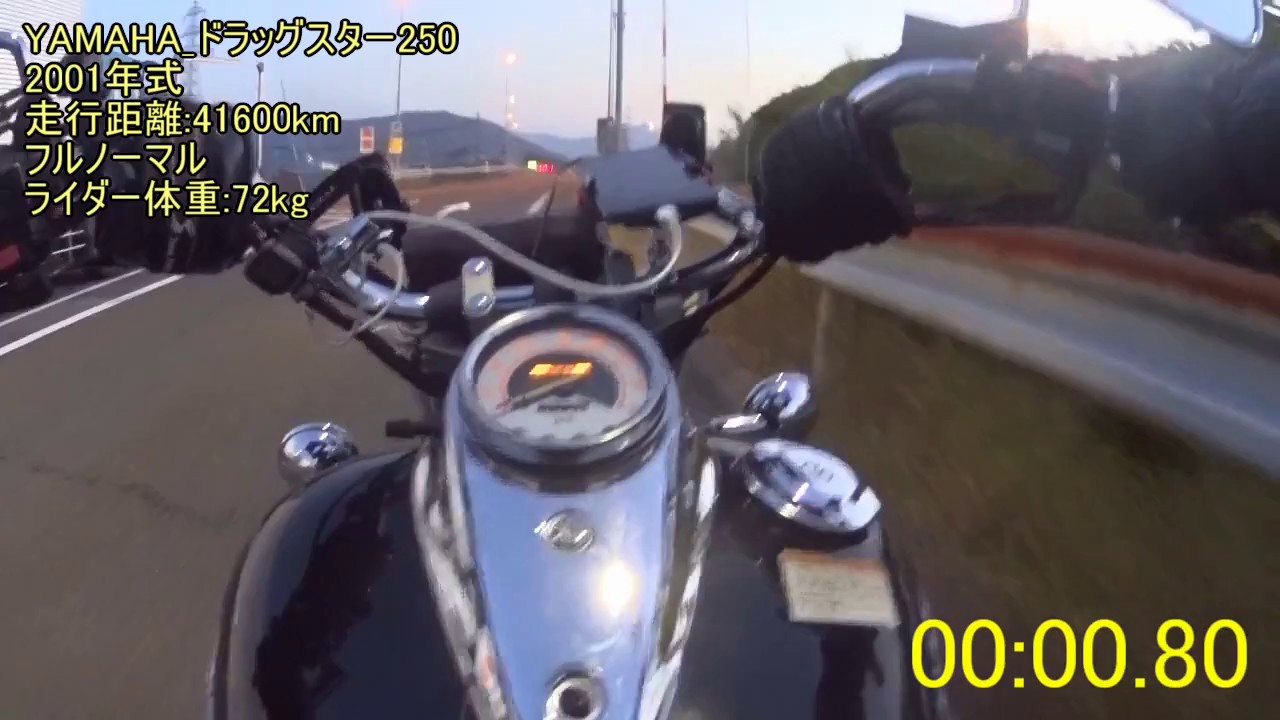 Yamaha ドラッグスター250 0 100 Km H 加速 Youtube