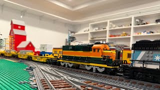 Lego Trains - Two New Double Stack Train Cars With Bnsf And Maersk Locomotives