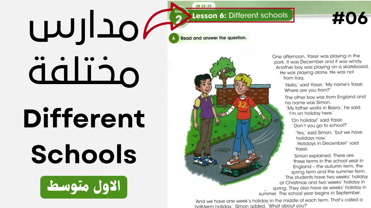 مدارس مختلفة Different school | انكليزي اول متوسط | يونت 2 درس 6