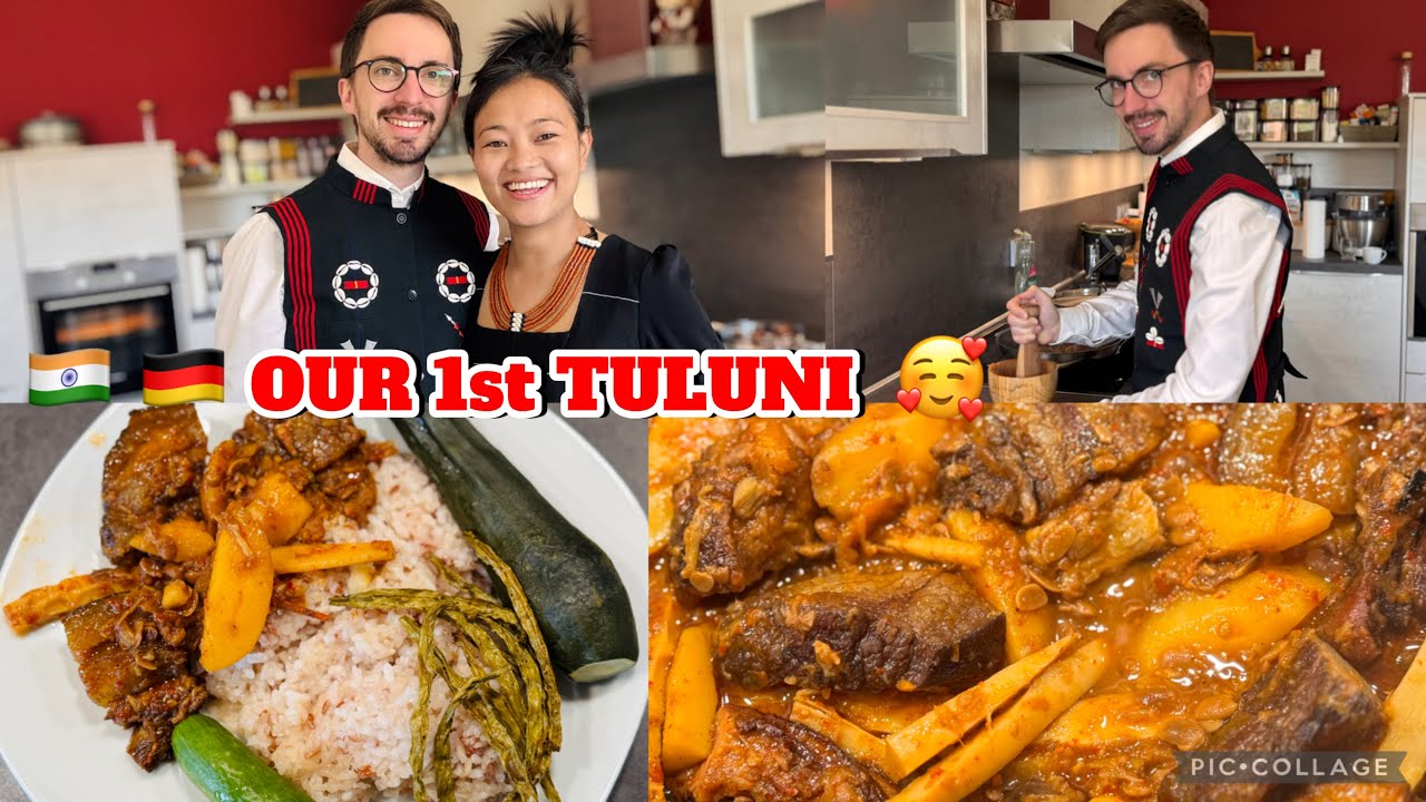 My German Husband Cooks NAGA SMOKE PORK with AXONE in Nagamese & Lotha instructions🤣(Tuluni special🥰