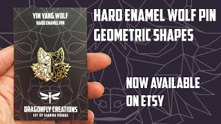 Hard enamel wolf pin - Yin Yang geometric style