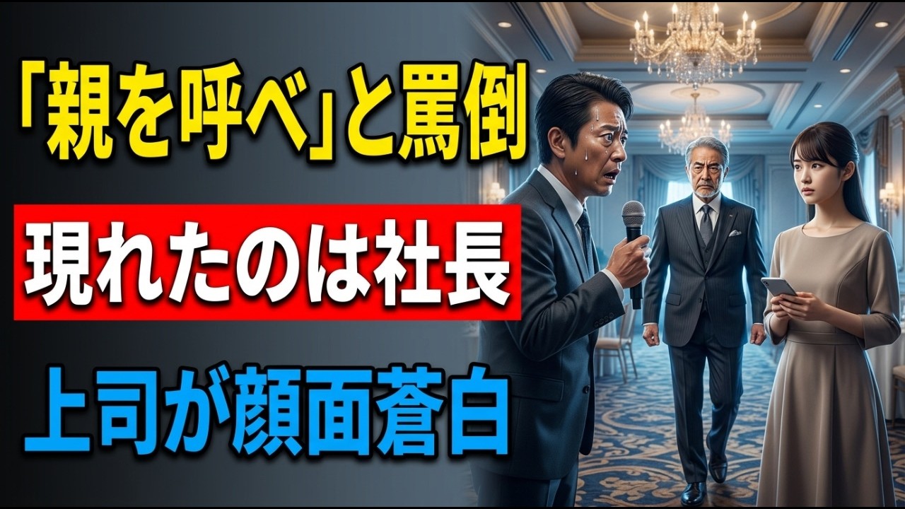 「貧乏でかわいそう！親の顔が見てみたいなw」 会社の記念パーティで新入社員を侮辱した東大卒上司。 「見せてあげますよ」相手が電話に出た瞬間、会場全体が凍り付いた