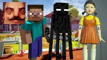 Hello Neighbor - My New Neighbor Minecraft Big Enderman Act 1 Gameplay Walkthrough