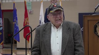 Community honors veterans at annual ceremony, recognizes 99-year-old Iwo Jima survivor