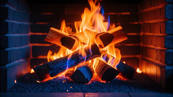 Relaxation & Cozy Glow – 12H Brick Fireplace with Flickering Blue Flames and Ember Soundscape