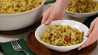 One Pot Pesto Chicken and Orzo
