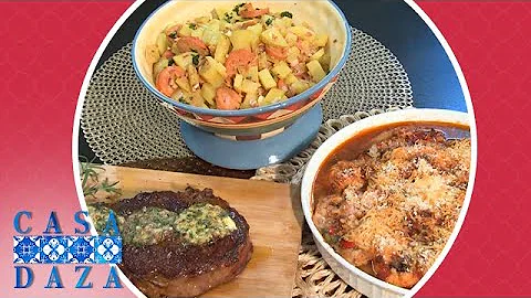 Sandy Daza's Entrecte Steak, Seafood Al Horno and German Potato Salad holiday recipes | Casa Daza