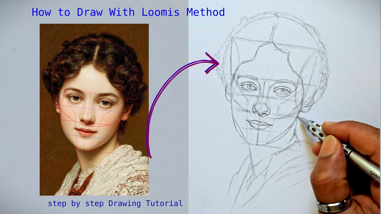 How to Draw a Face  With Loomis Method Step by Step [ Tutorial ] Understanding Easy Drawing.