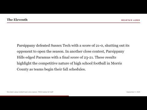 Mountain Lakes football team wins opener; YMCA seeks fall staff