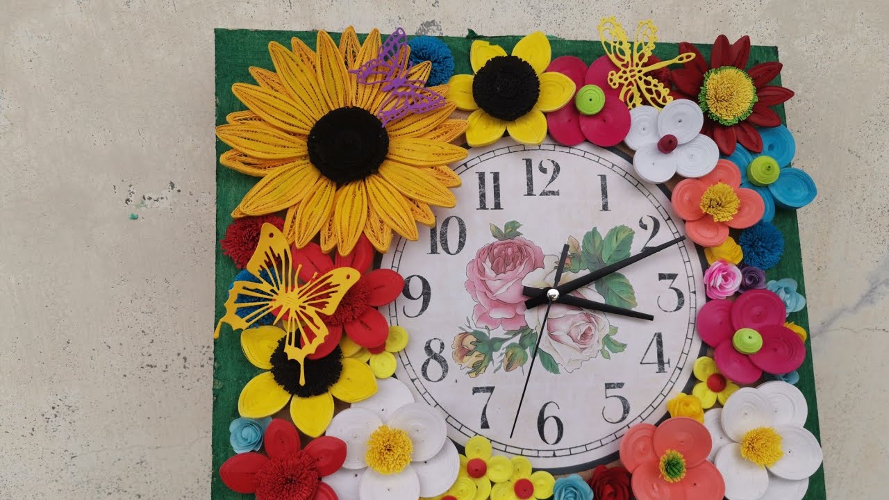 Paper Quilling Wall Clock Paperquilling Paperflowers Homedecoration Youtube