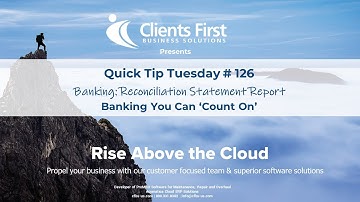 Acumatica Cloud ERP Tips 126:  Banking Reconciliation Statement