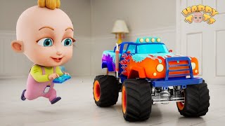 Wheels On The Monster Truck + More Nursery Rhymes & Kids Songs | Happy Tots