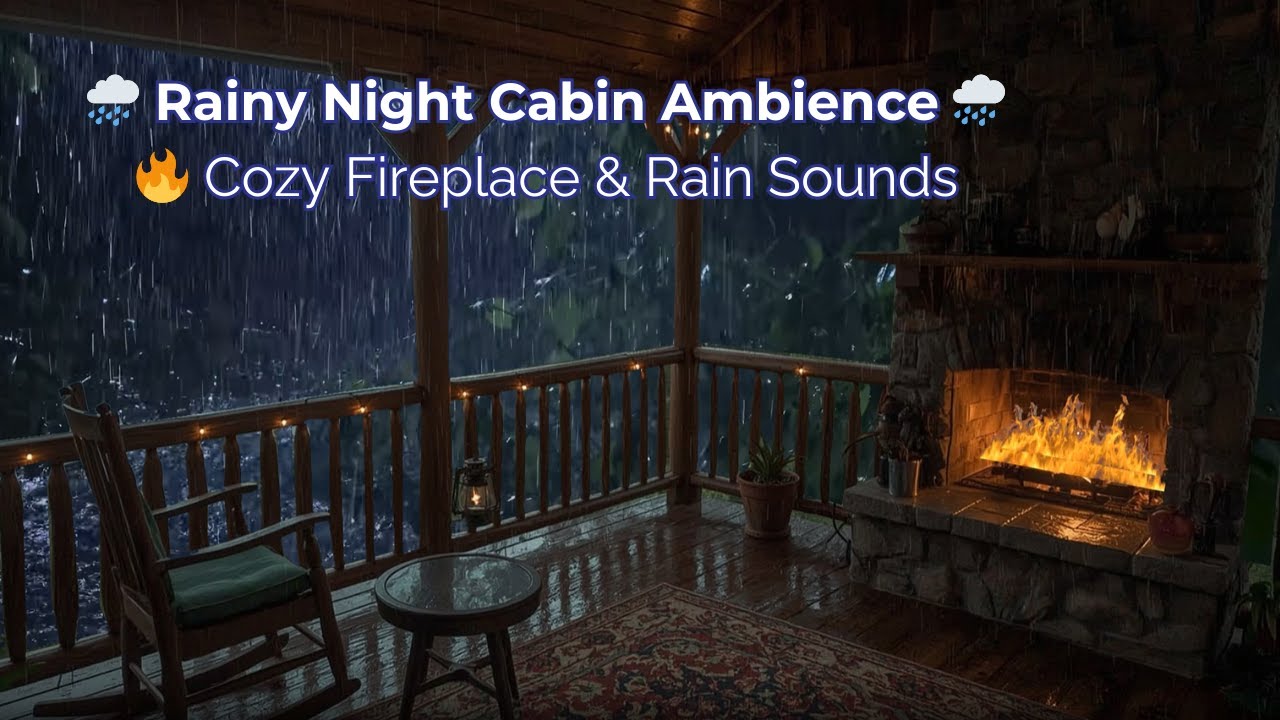 Relieve Stress and Fall Asleep Fast Heavy Rain & Crackling Fireplace ...