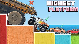 Which cars will climb the highest platform? - BeamNG Drive