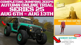 FORZA HORIZON 4-How to WIN the Autumn ONLINE TRIAL-JUMPING JEEPS-BEST Car/tune Race suit in red screenshot 3