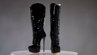 Black Patent Mistress Superarch 160Mm High Heel Boots Luxe My Body