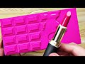 Slime Coloring with Pink Makeup! Mixing Lipstick & Chocolate Eyeshadow Palette into Clear Slime!