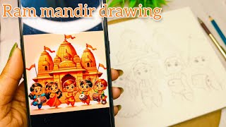 Ram Mandir Drawing 🚩 || Easy Ram mandir Outline Drawing tutorial || Sri Ram Mandir drawing