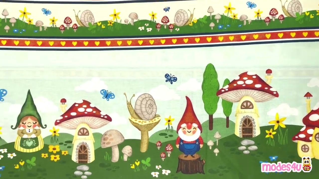 stripes happy gnome male female green cotton fabric by Michael Miller - modes4u -