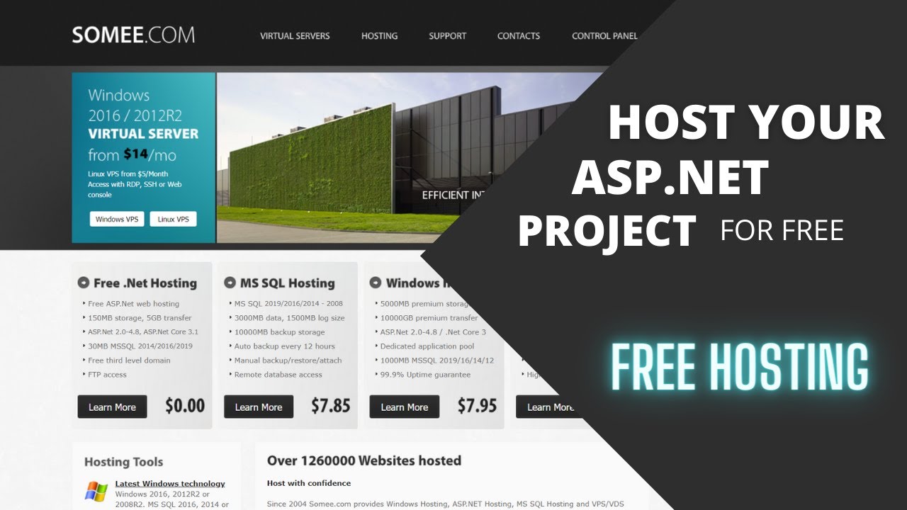 ฟรี hosting  2022 Update  How to host your Asp.net project for free | Free Web Hosting for Asp.net with Sql Server Database