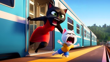 She Pushed Her Kitten Son on the Train 😿 #cat #ai #catlover #catvideos #cutecat #aiimages #aicat