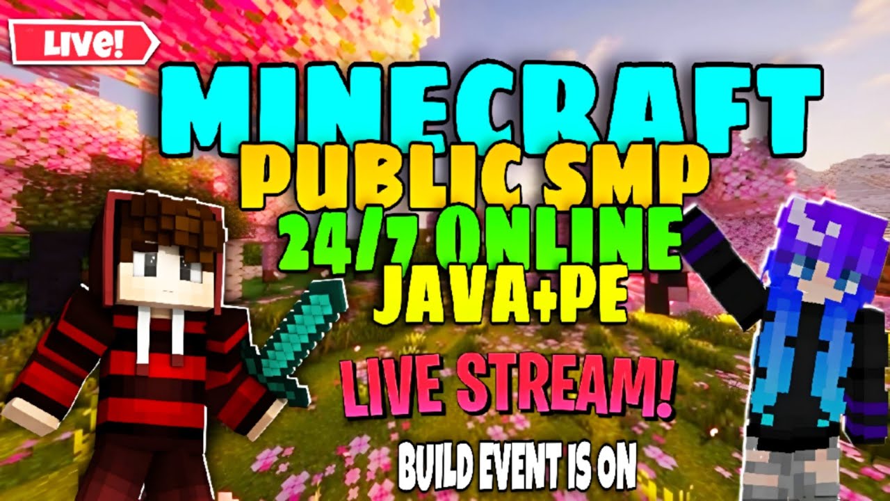 MINECRAFT PUBLIC SMP LIVE 🤩 | 24/7 Online Java + Bedrock/Pe SMP 🌟 ...