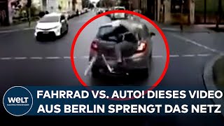 BERLIN: Dieses Unfall-Video sprengt das Netz! Radfahrer vs. Auto - und eine Frage steht im Raum