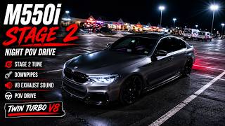 2020 BMW M550i xDrive POV Night Drive | Stage 2 Tune & Downpipes | V8 Exhaust Sound