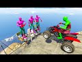 GTA 5 Crazy QUAD Mountain Ragdolls Green Spiderman Vs Pink Spiderman [Euphoria Physics Funny]