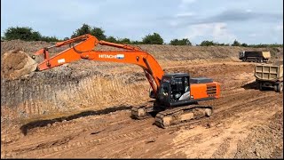 EXTREME MUD EXCAVATION SKILL! HITACHI ZAXIS 350 CONQUERS DEEP LAKEBED WITH MASSIVE 41-TON DUMP 