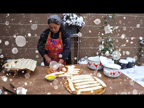 15 Sm Of Snow Fell in Our Village!  We cooked Kutab and Pies in the snow