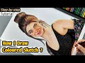 How i draw coloured pencil portrait  stepbystep tutorial  ruksar creations