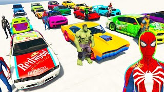 Spiderman Cars Racing Challenge Over Container Rampa ! Superhero Hulk Iron Man Jeep Race - Gta 5